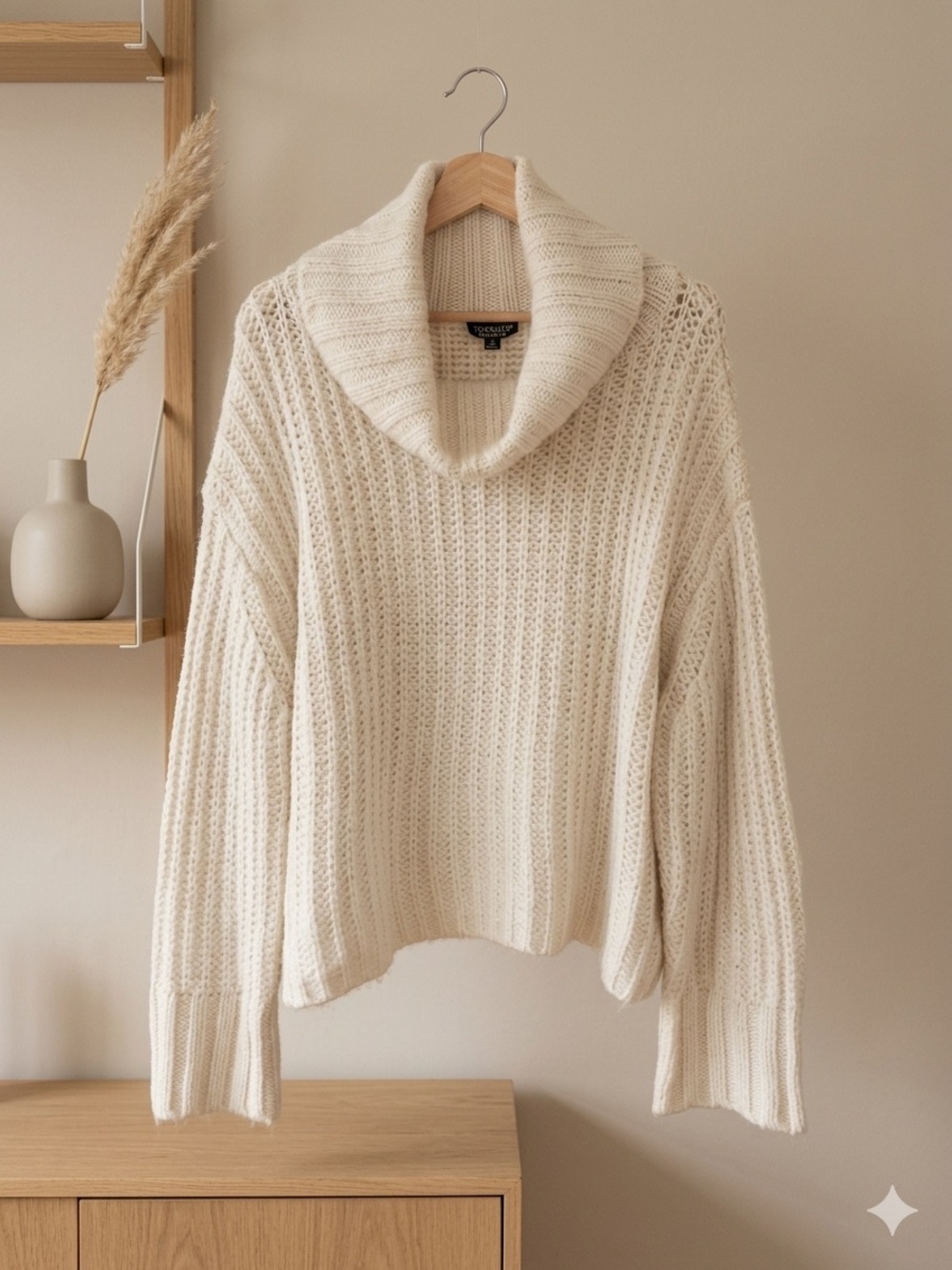 Topshop Chunky Cowl Neck Sweater | Women’s Size 12 | Soft Cream Knit
